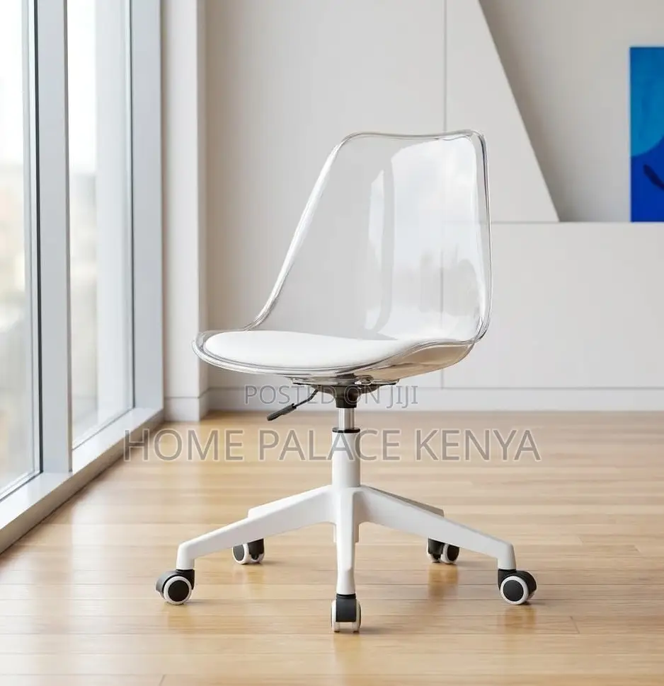Study Chair: Armless Acrylic Rolling Desk Chair