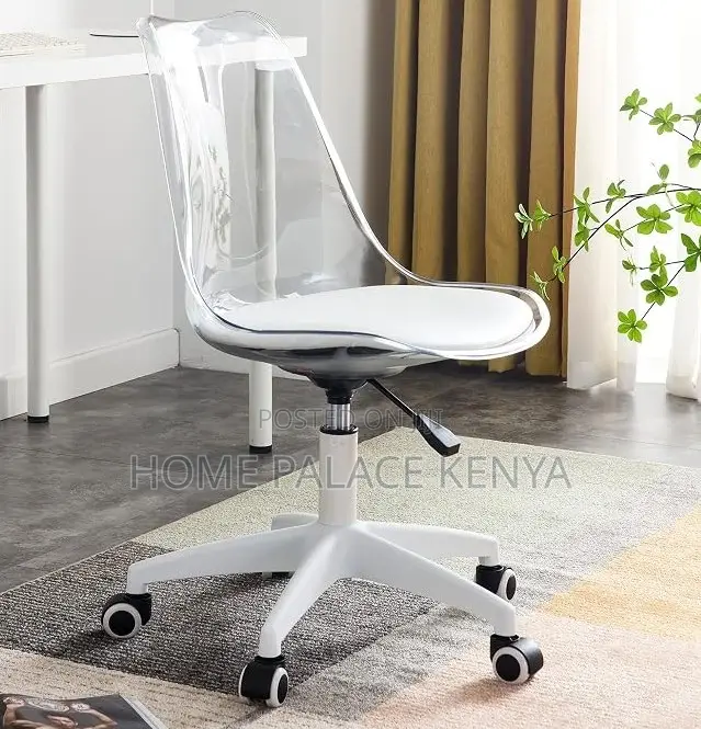 Study Chair: Armless Acrylic Rolling Desk Chair