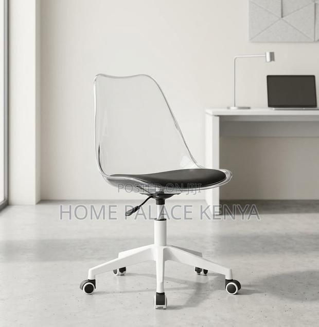 Study Chair: Armless Acrylic Rolling Desk Chair - thumbnail 9