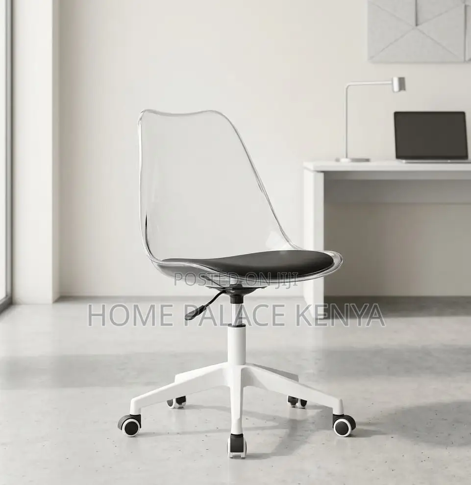 Study Chair: Armless Acrylic Rolling Desk Chair