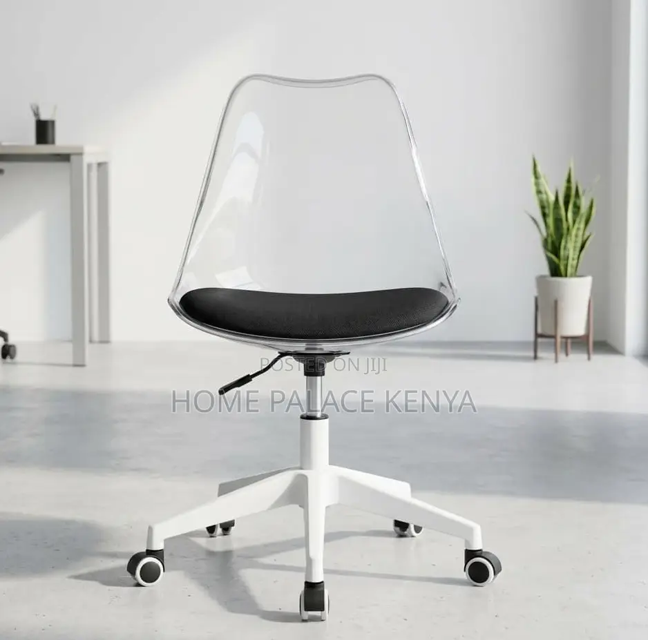 Study Chair: Armless Acrylic Rolling Desk Chair