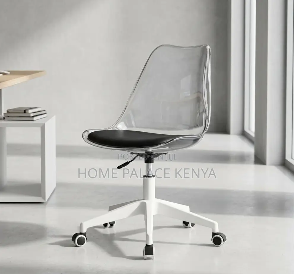 Study Chair: Armless Acrylic Rolling Desk Chair