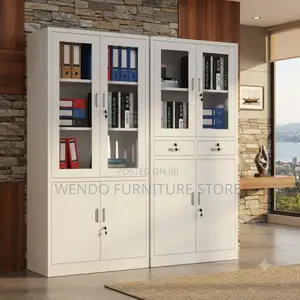 Office Cabinet; Two Doors Steel Mega Filing Cabinet With Glass View