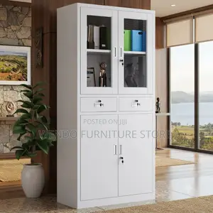 Office Cabinet; Two Doors Steel Mega Filing Cabinet With Glass View