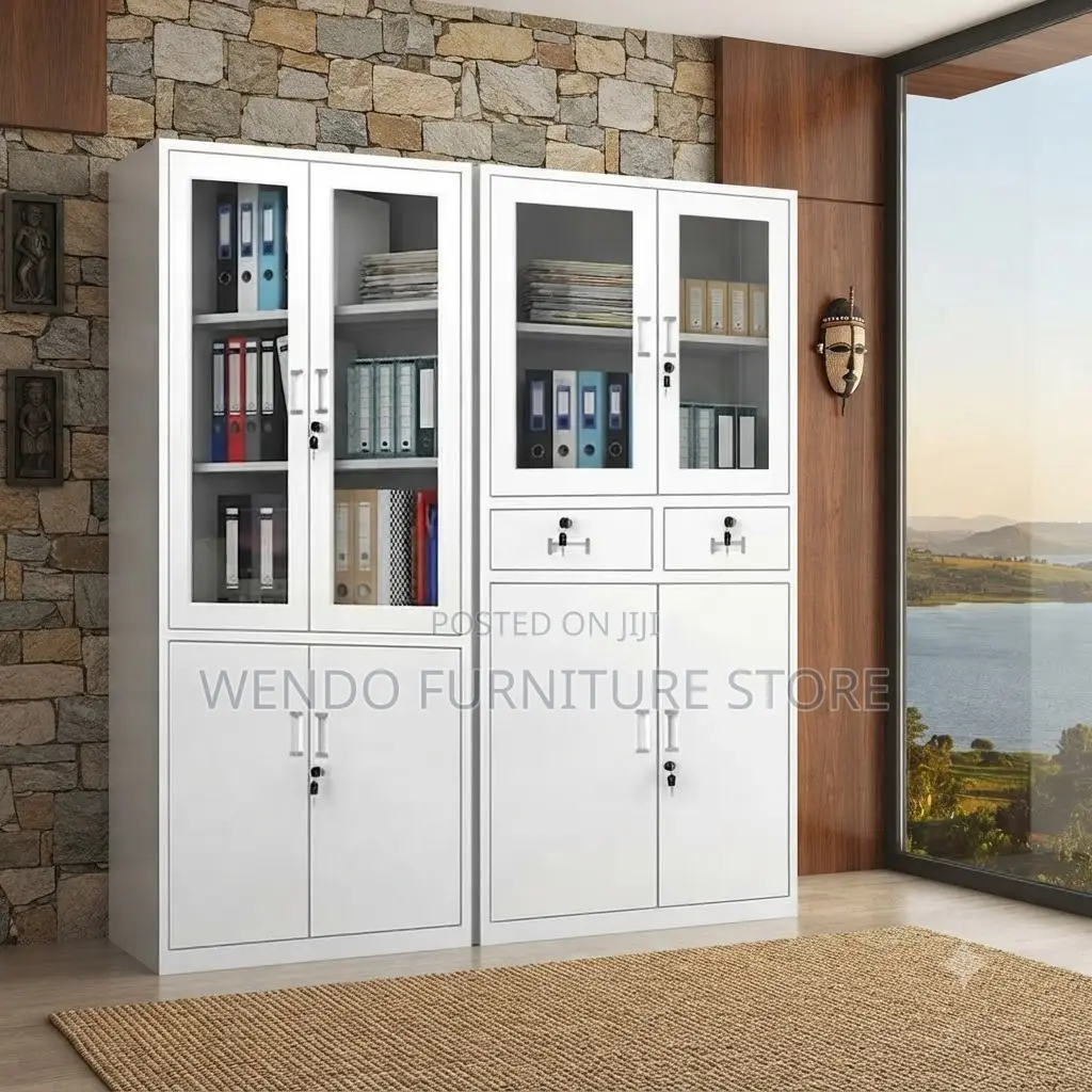Office Cabinet; Two Doors Steel Mega Filing Cabinet With Glass View