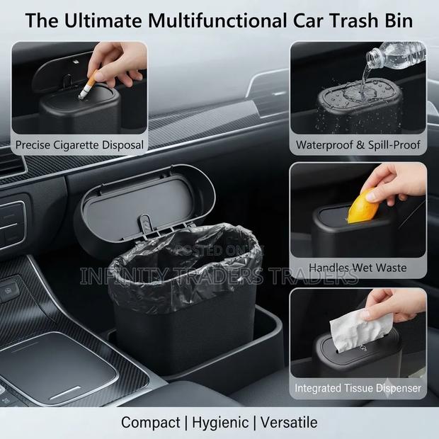 Car Trash Can With Auto Rebound Push Lid