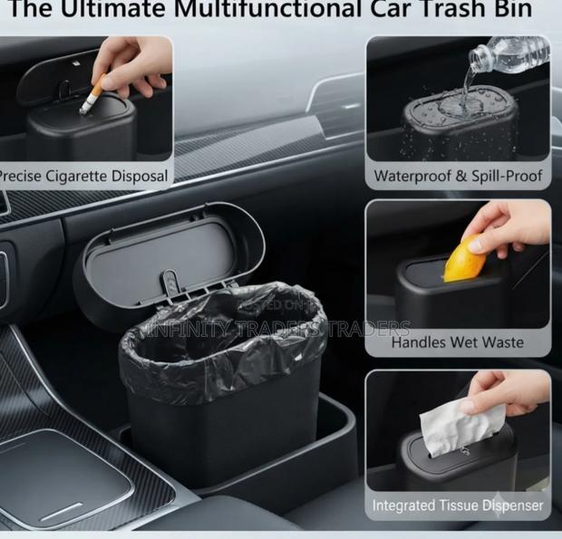 Car Trash Can With Auto Rebound Push Lid - thumbnail 2