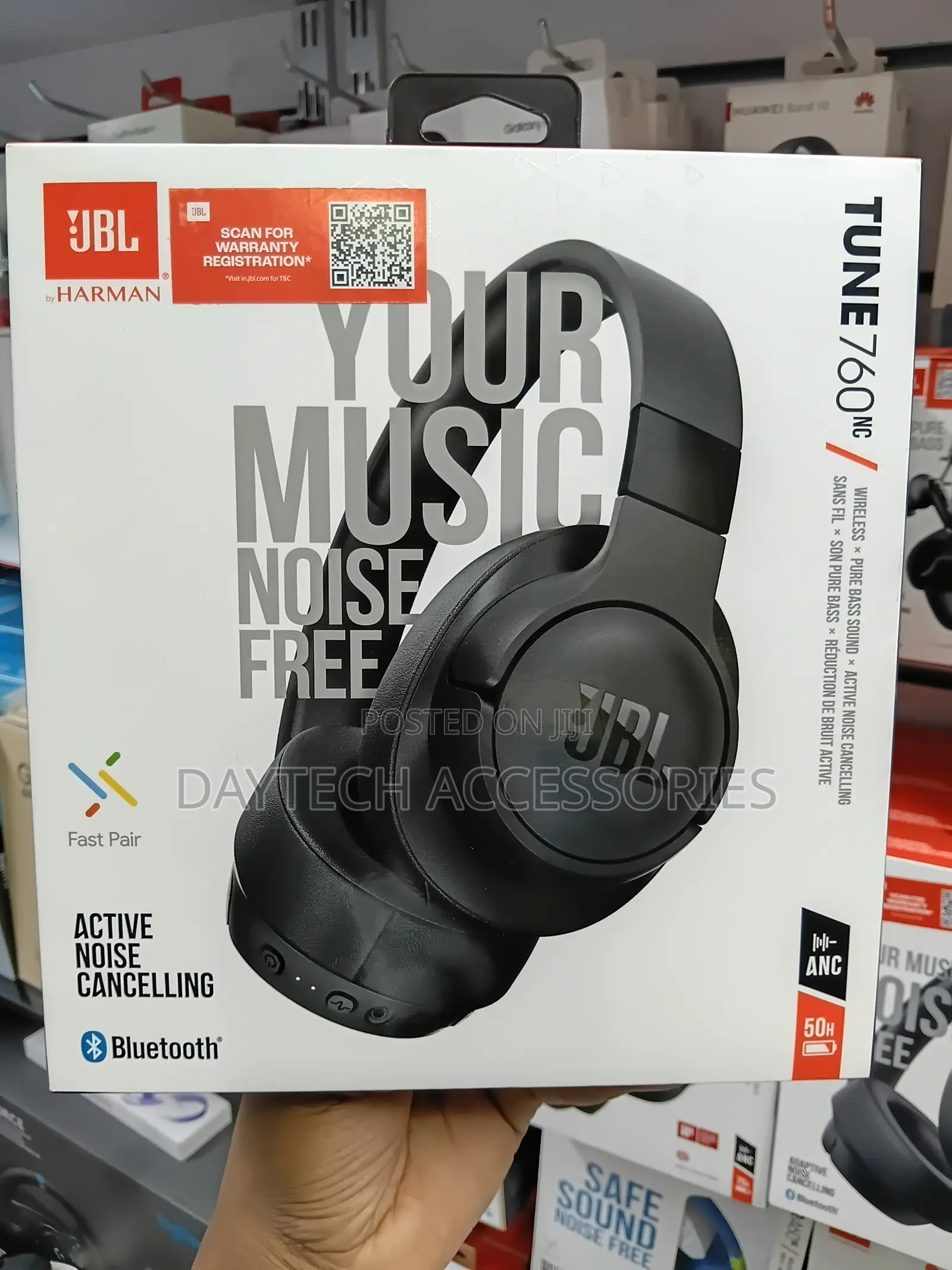 JBL Tune 760NC Noise-Canceling Wireless Over-Ear Headphones - Black