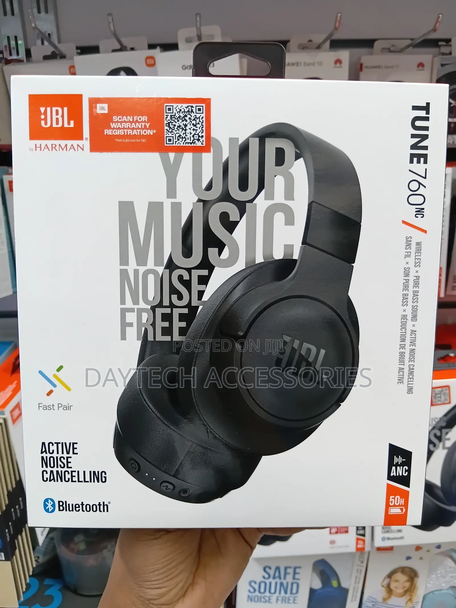 JBL Tune 760NC Noise-Canceling Wireless Over-Ear Headphones - Black