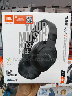 JBL Tune 760NC Noise-Canceling Wireless Over-Ear Headphones - Black