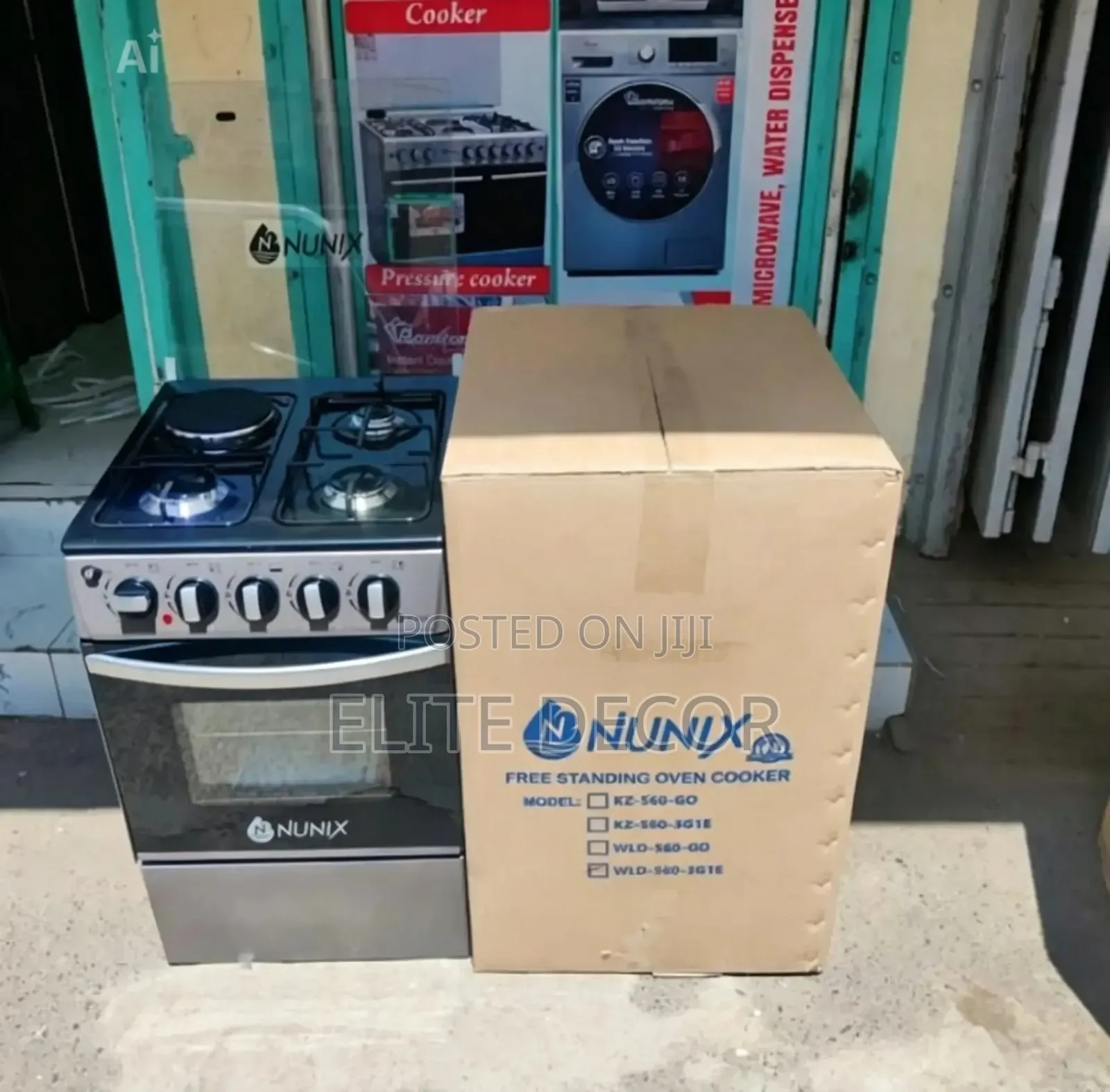 Nunix 50×55 Standing Cooker 3 Gas + 1 Electric | Oven Grill