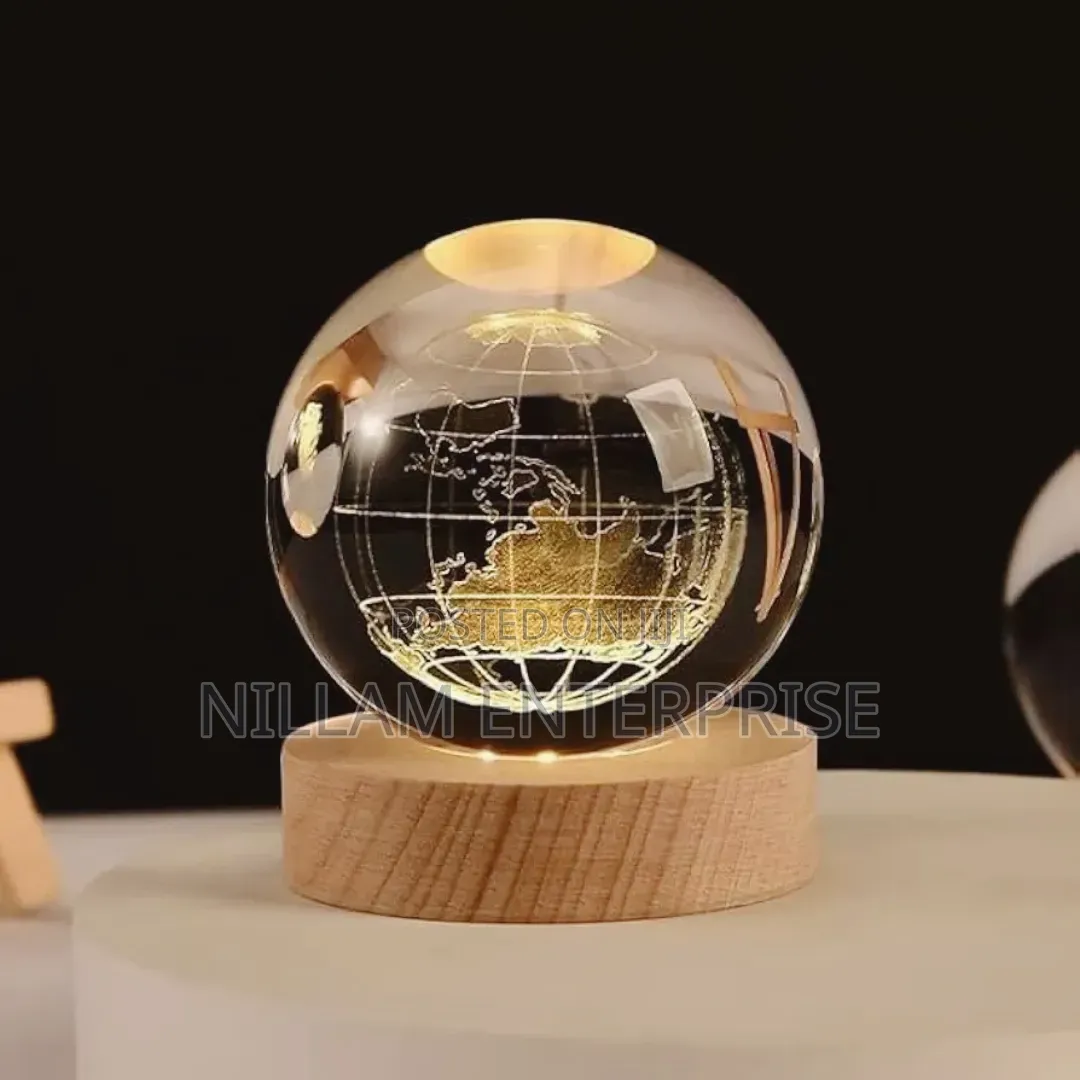 *3D Earth Crystal LED Ball Night Lamp Warm Light