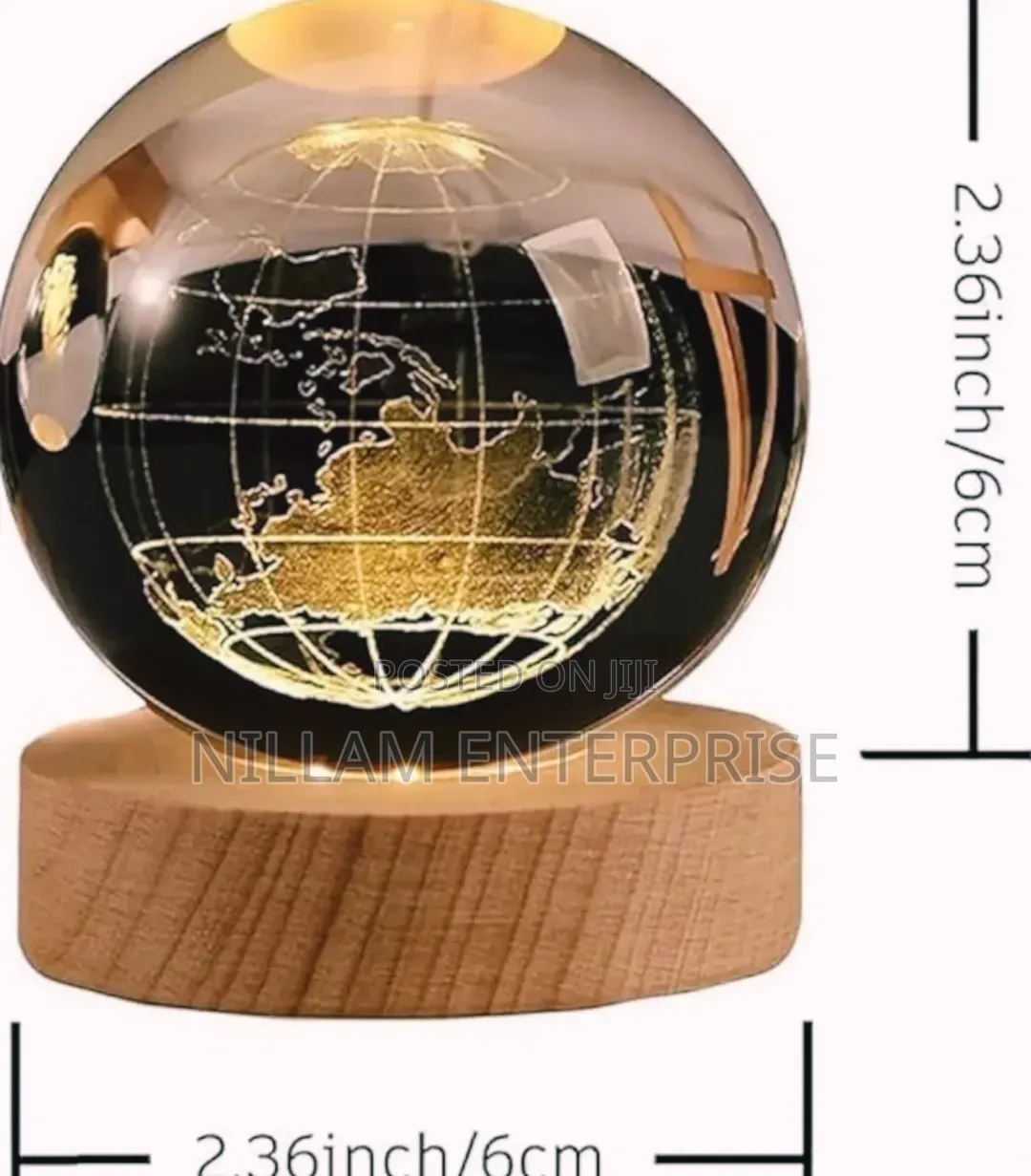 *3D Earth Crystal LED Ball Night Lamp Warm Light