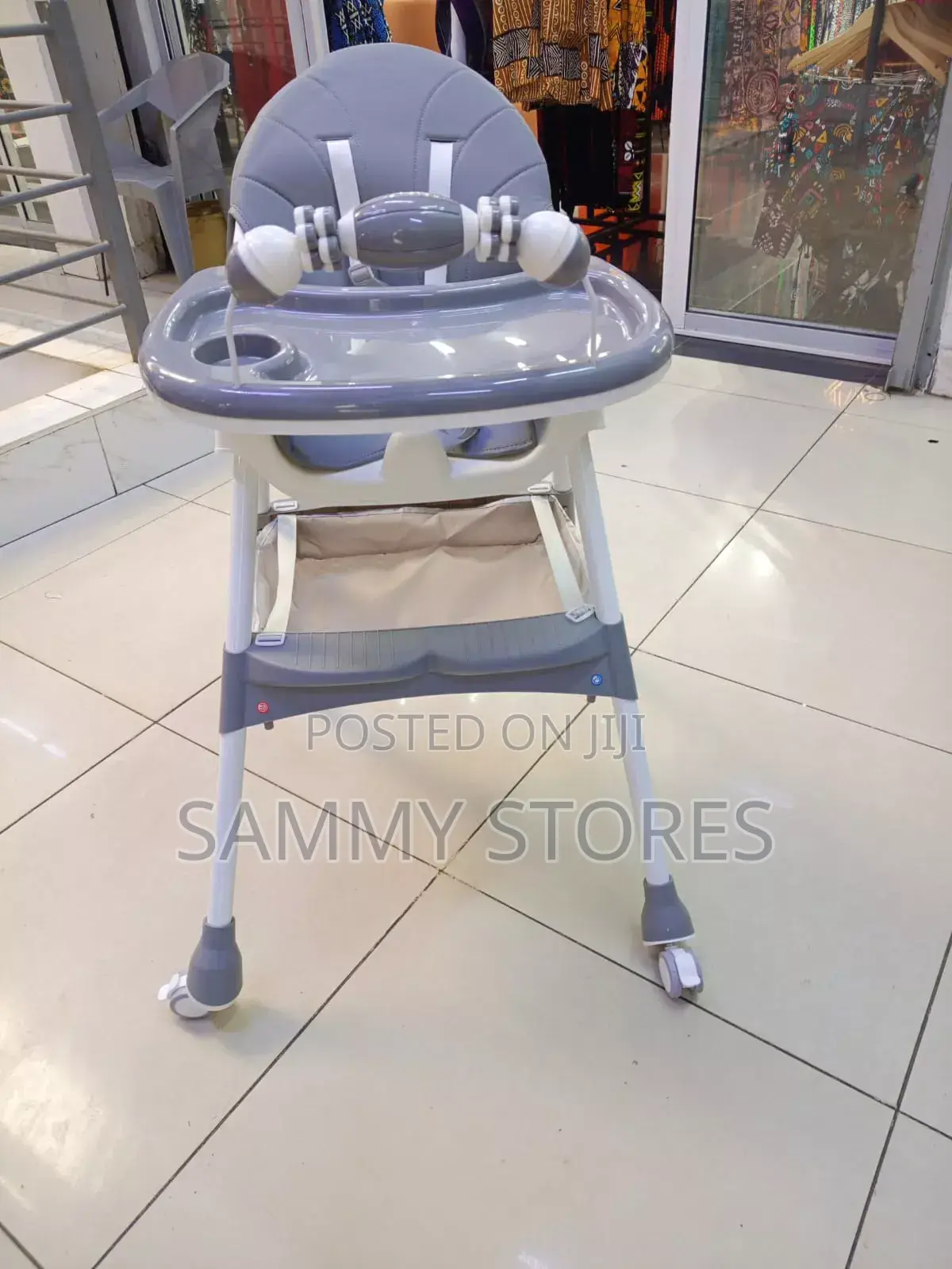 Luxury Baby Feeding Chair With Removable Tray, Safety Belt Wheels