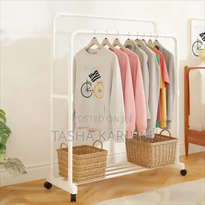 Durable Clothes Rack With Wheels and Shoes Shelf
