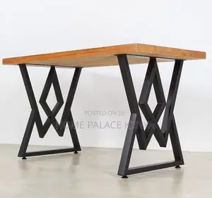 Dining Table: Chunky Heavy Duty Double Z Shaped Legs Table