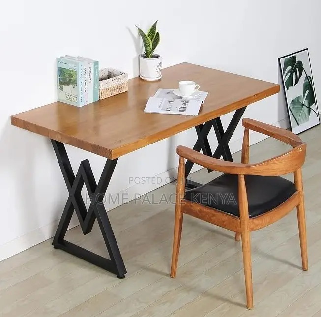 Dining Table: Chunky Heavy Duty Double Z Shaped Legs Table