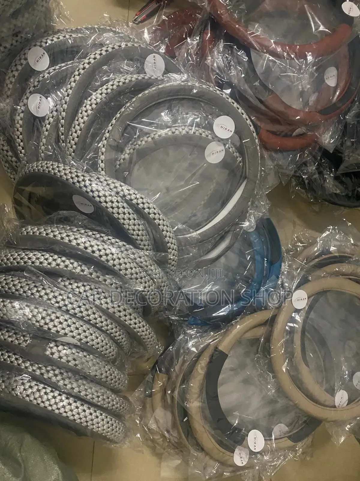 Grey Braided Knitted Steering Wheel Cover