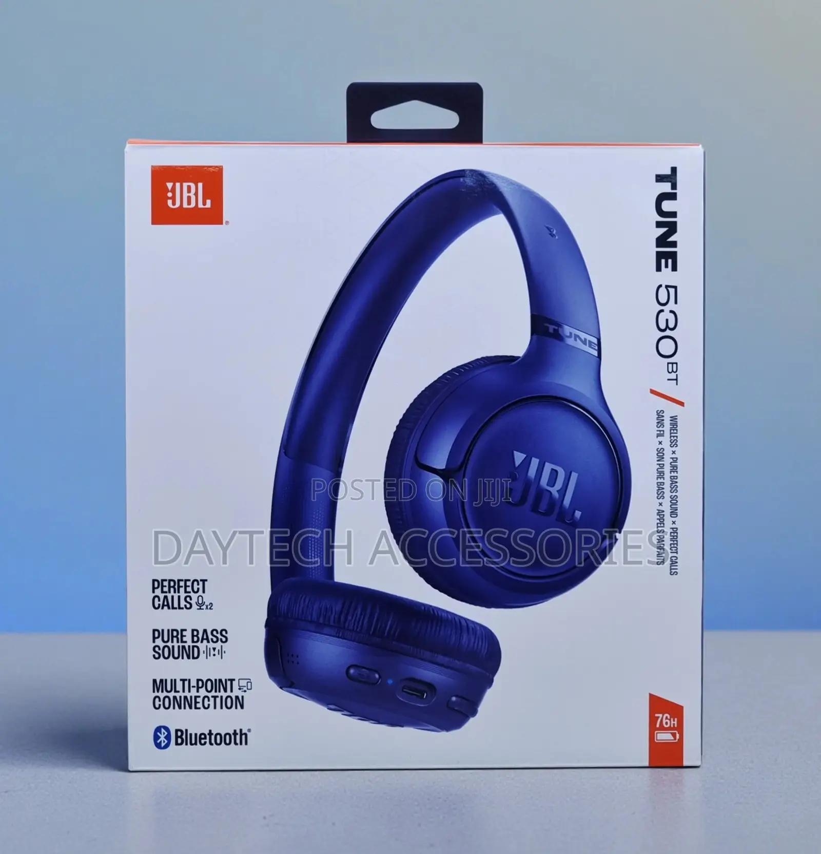 The JBL Tune 530BT Wireless on-Ear Headphones Pure Bass Sound - Black