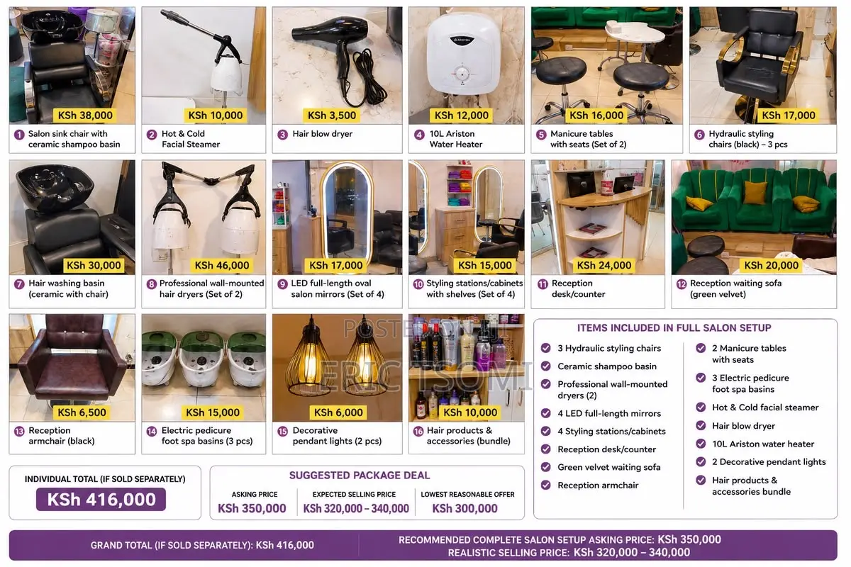 Saloon Secondhand Equipments for Sale