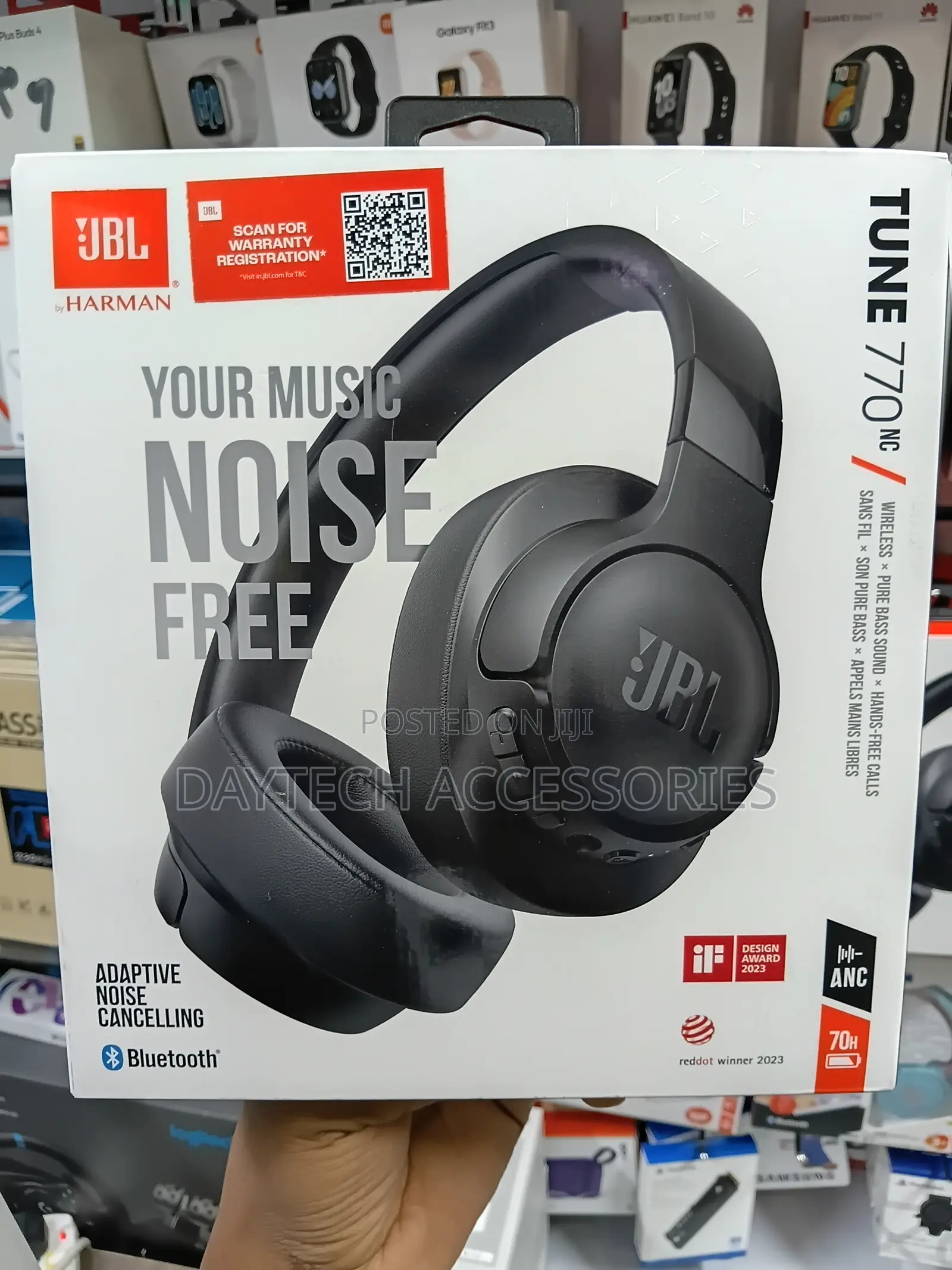 The JBL Tune 770NC Wireless Over-Ear Headphones in Black