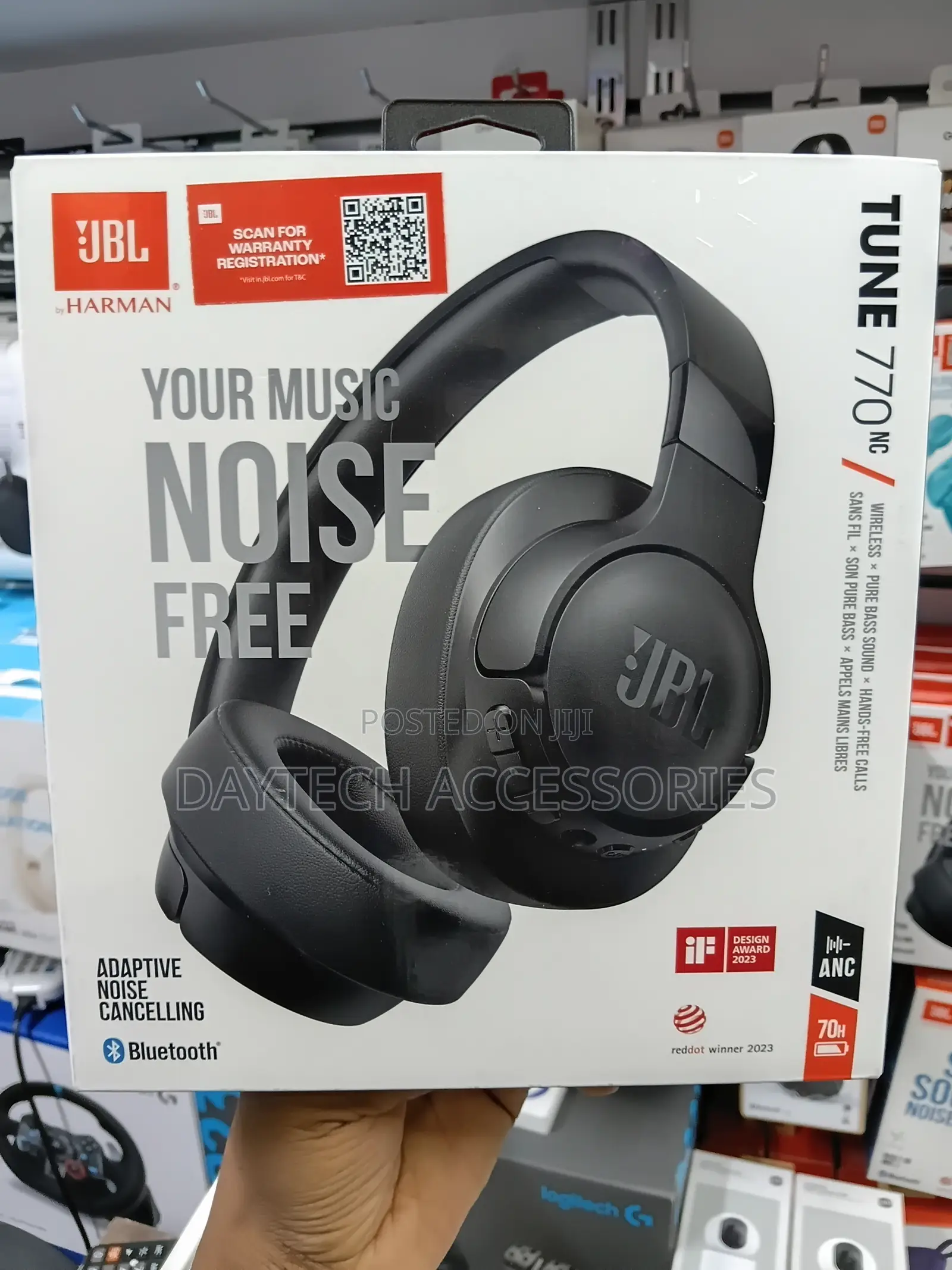 The JBL Tune 770NC Wireless Over-Ear Headphones in Black