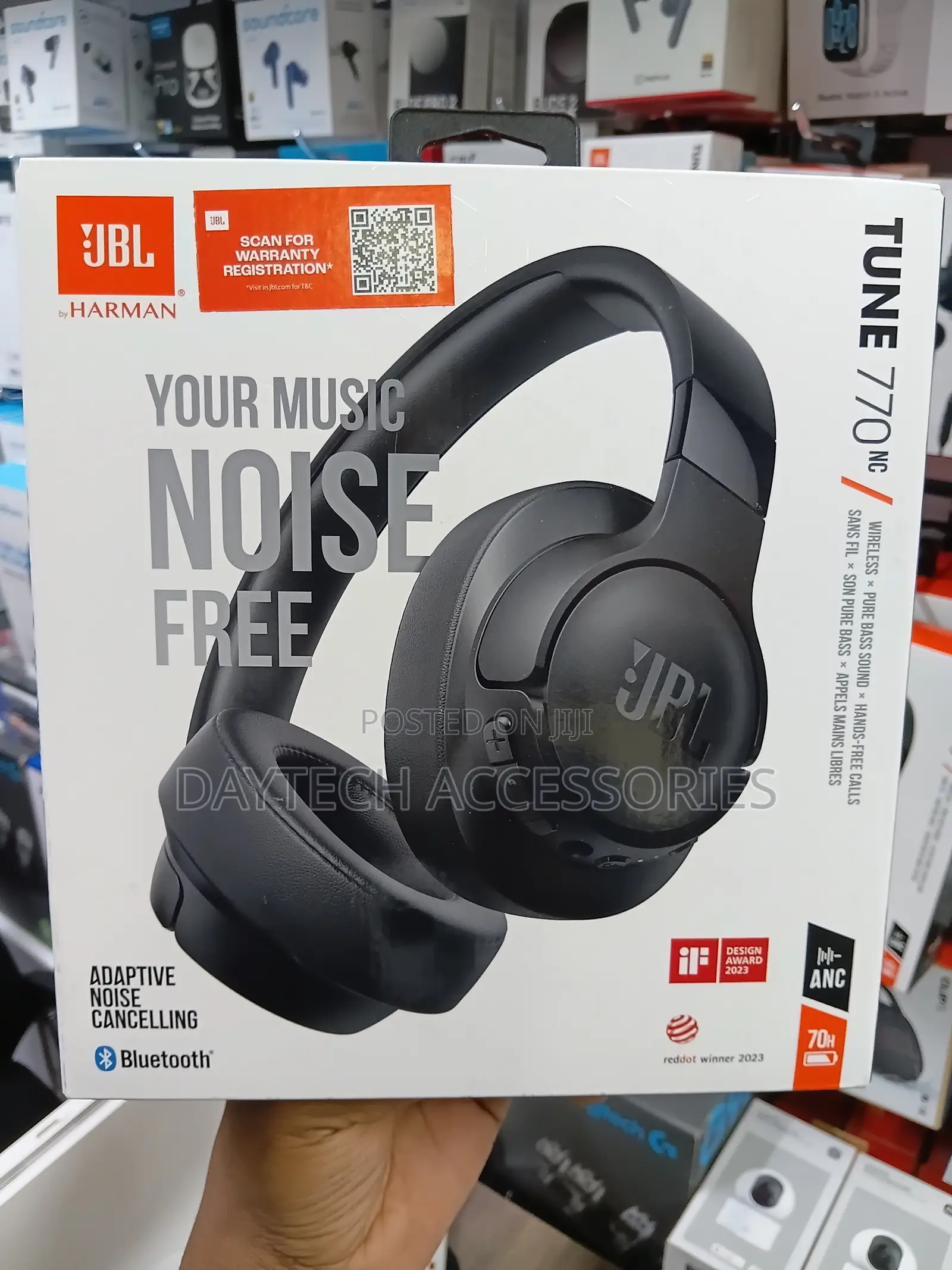 The JBL Tune 770NC Wireless Over-Ear Headphones in Black