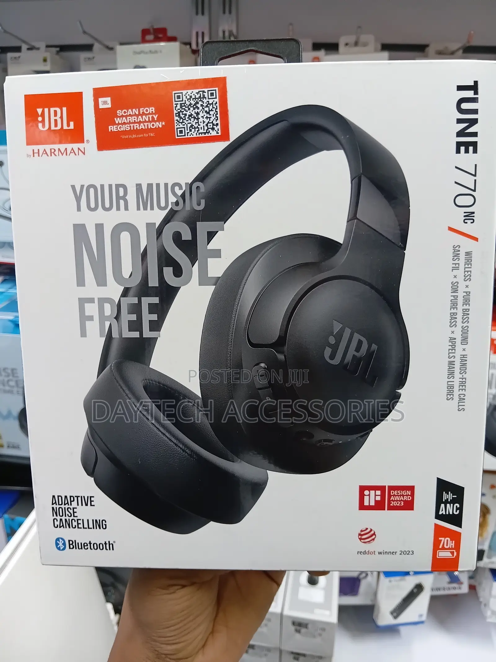 The JBL Tune 770NC Wireless Over-Ear Headphones in Black