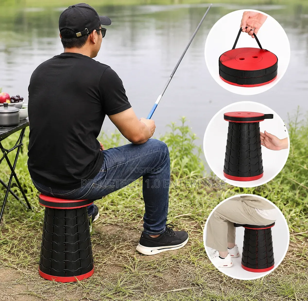 Portable Folding Stool Camping Stool-Adjustable Outdoor Seat
