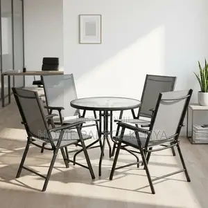 Outdoor Set: Grey Mesh Fabric Patio Set