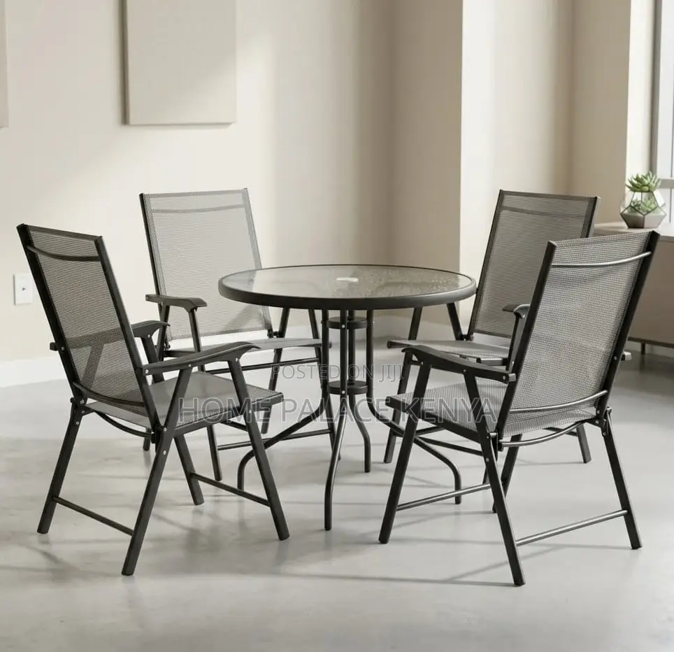 Outdoor Set: Grey Mesh Fabric Patio Set