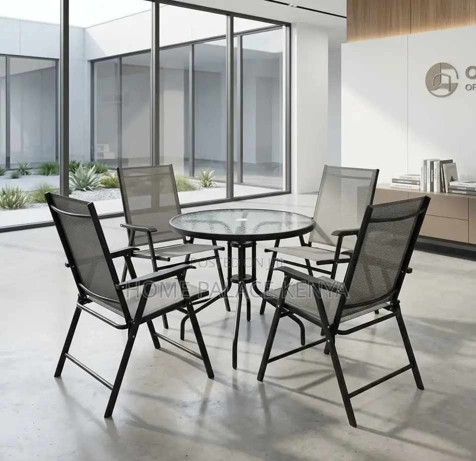 Outdoor Set: Grey Mesh Fabric Patio Set