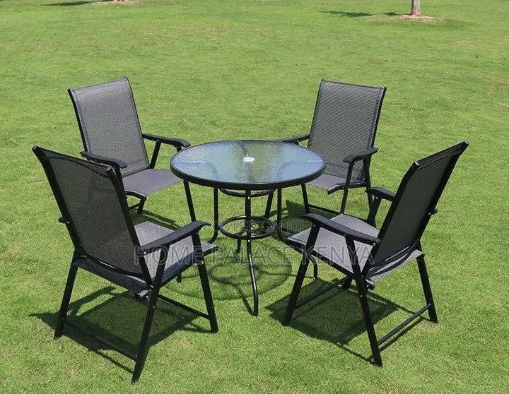 Outdoor Set: Grey Mesh Fabric Patio Set