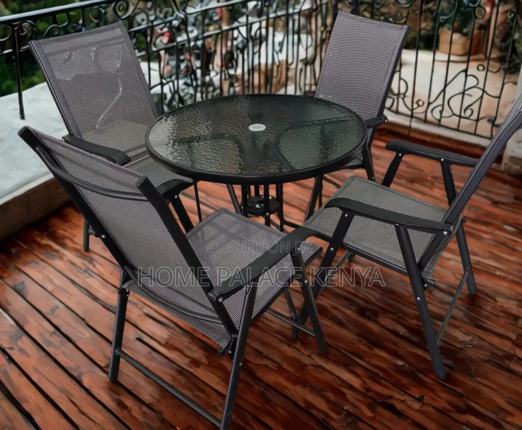 Outdoor Set: Grey Mesh Fabric Patio Set