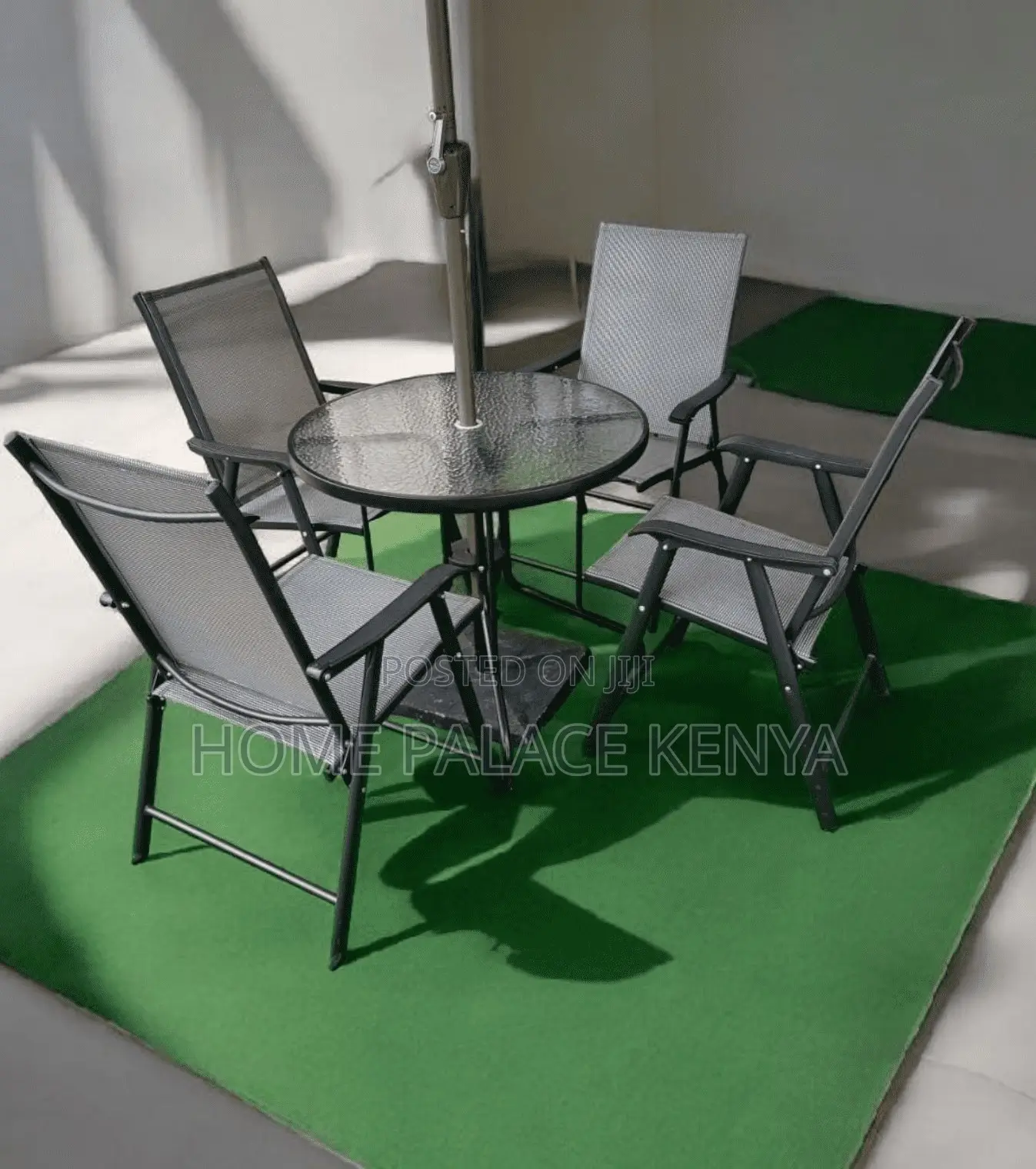 Outdoor Set: Grey Mesh Fabric Patio Set