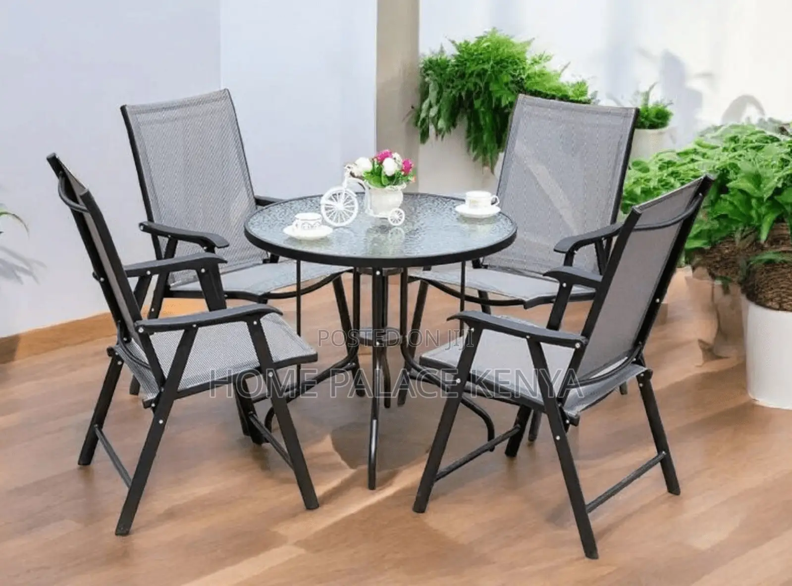 Outdoor Set: Grey Mesh Fabric Patio Set