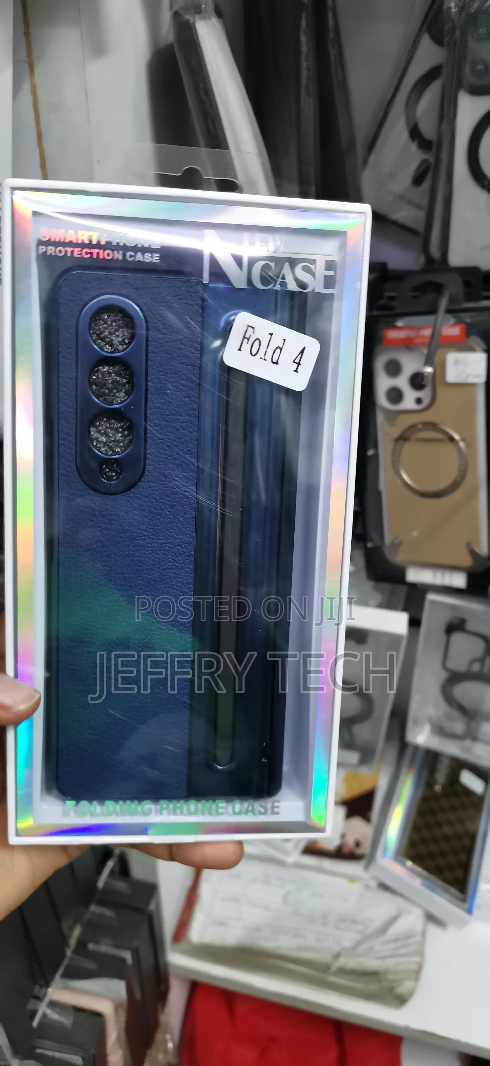Samsung Galaxy Z Fold 4 Newcase Branded Blue Leather Protection Case