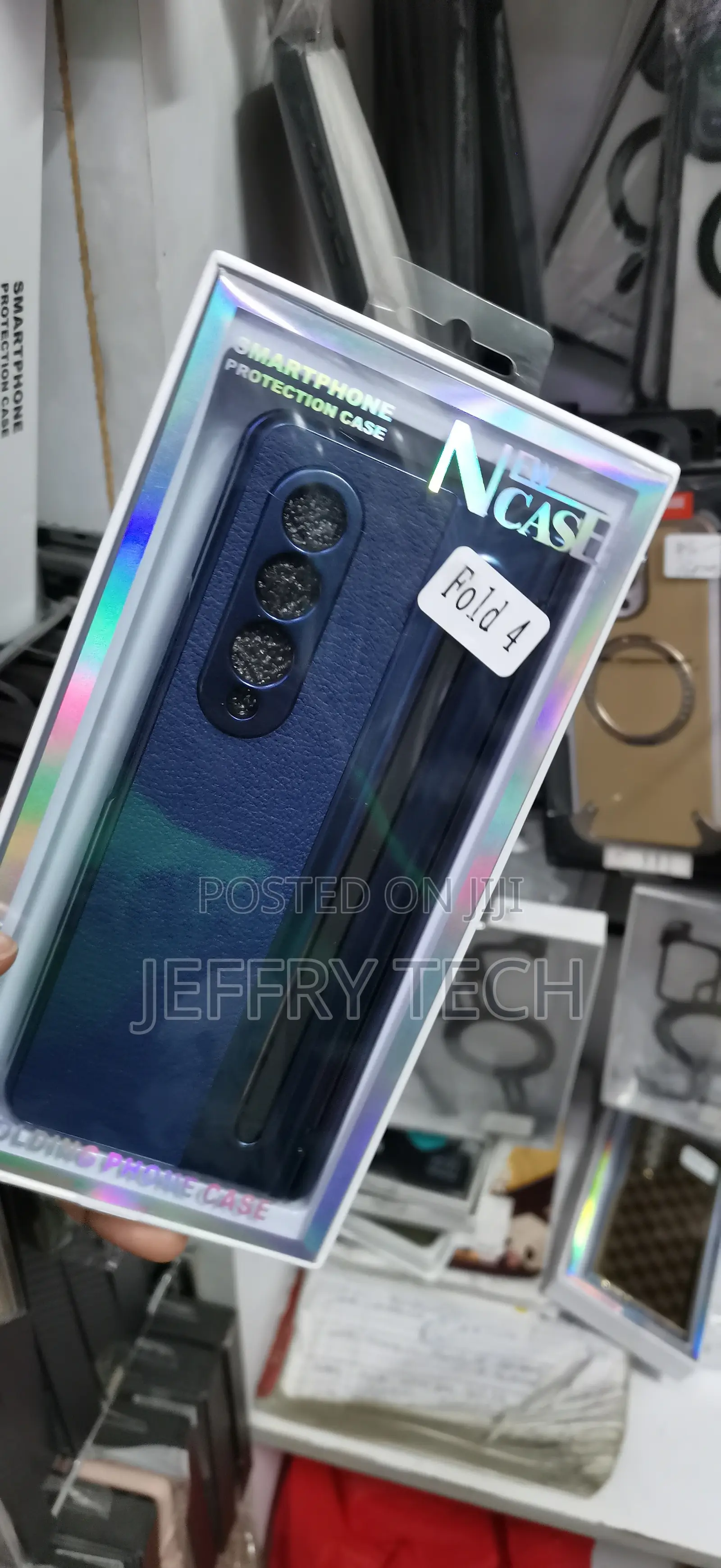 Samsung Galaxy Z Fold 4 Newcase Branded Blue Leather Protection Case