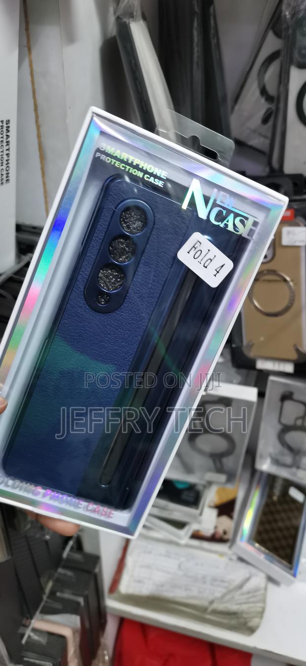 Samsung Galaxy Z Fold 4 Newcase Branded Blue Leather Protection Case - thumbnail 2