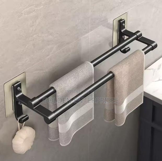 Black Punch Free Wall Towel Rack - main view