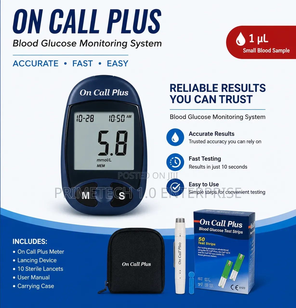 On Call Plus Blood Glucose Meter Kit | Glucometer With Accessories