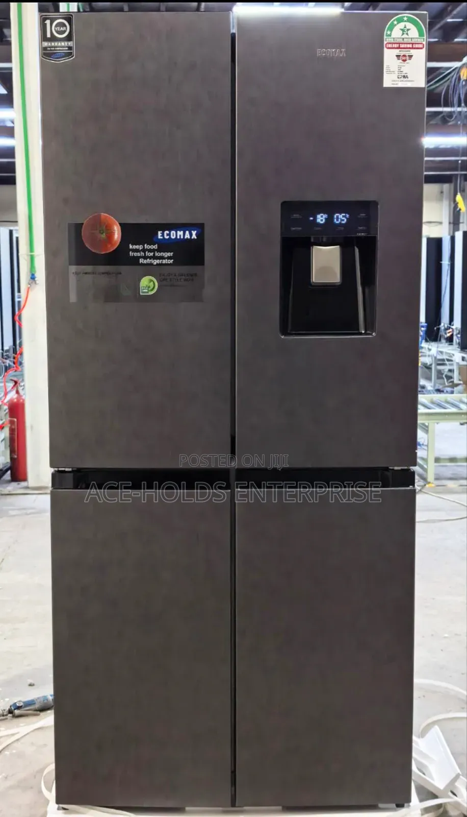 Ecomax 506 Litres Dark-Silver 4 Door With Dispenser (Free Guard)
