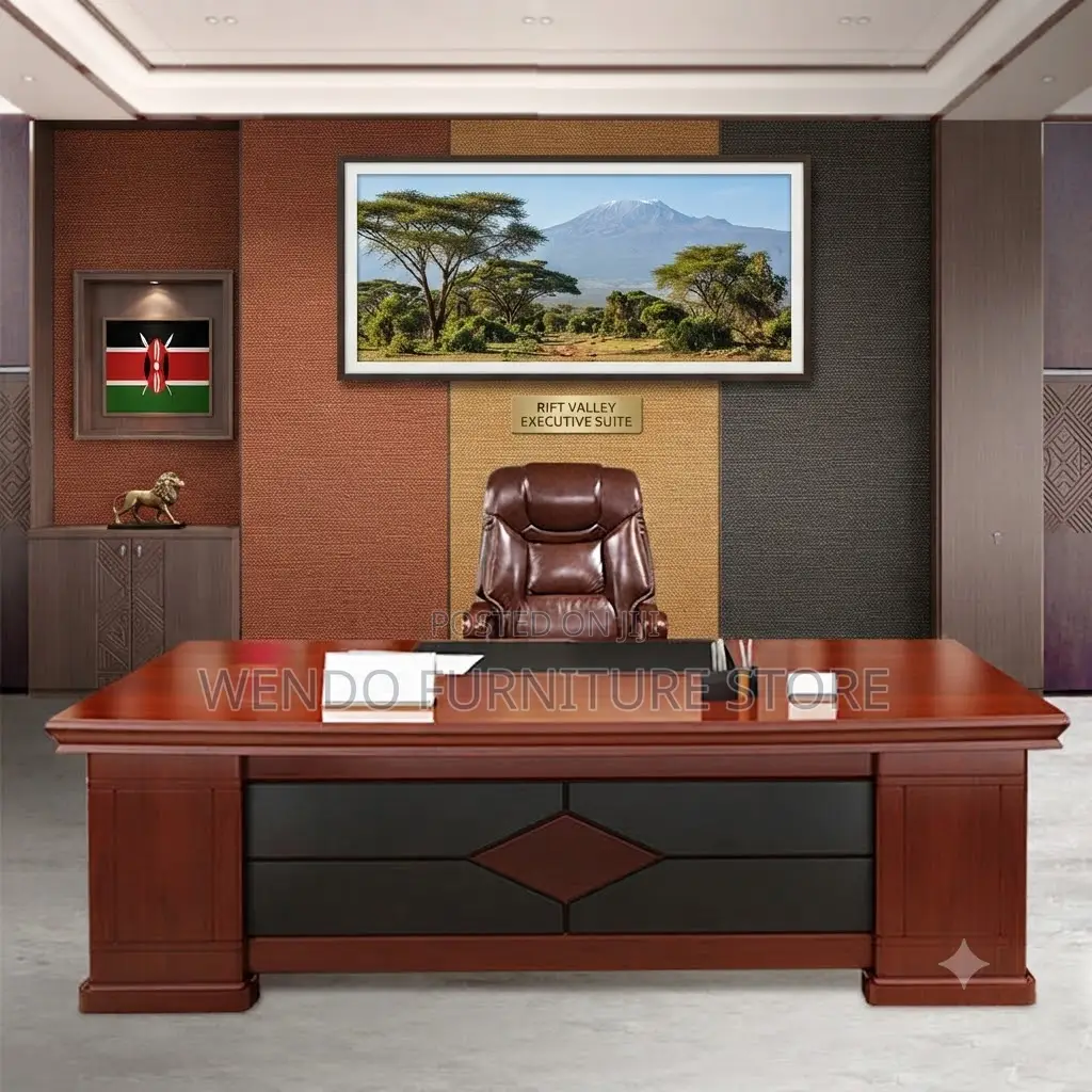 Office Desk; 1.8 Meters Executive Desk With Pedestal and Side Drawers