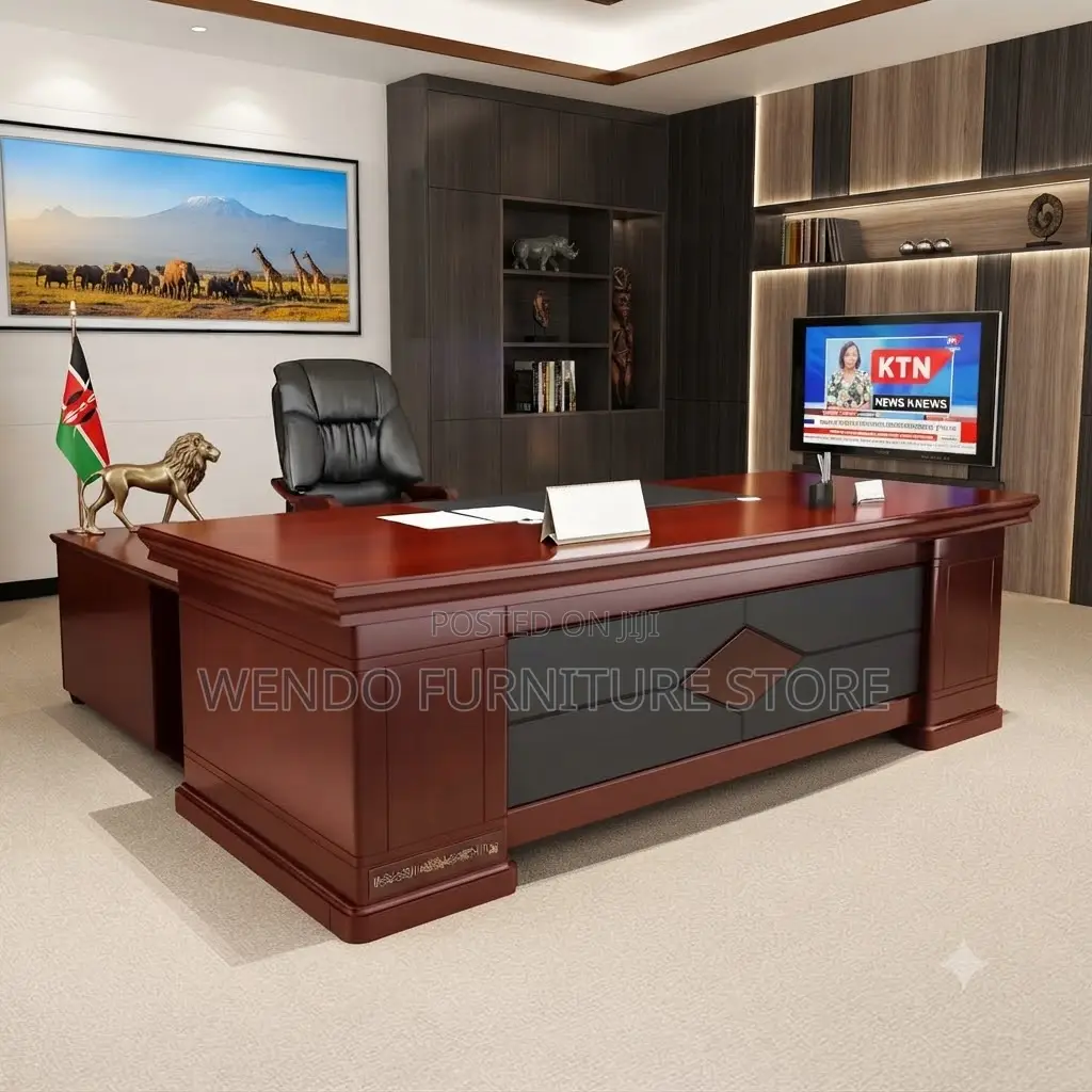 Office Desk; 1.8 Meters Executive Desk With Pedestal and Side Drawers