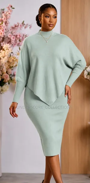 Plus Size Fitting Sweater Skirt Suit