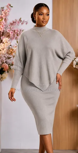 Plus Size Fitting Sweater Skirt Suit
