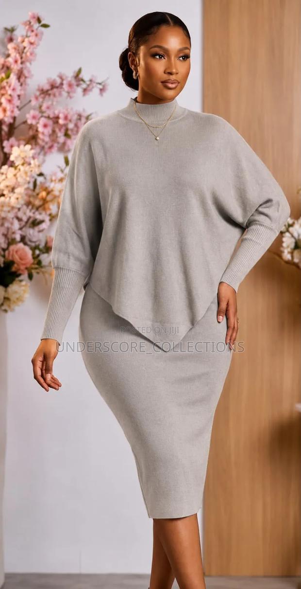 Plus Size Fitting Sweater Skirt Suit - thumbnail 3