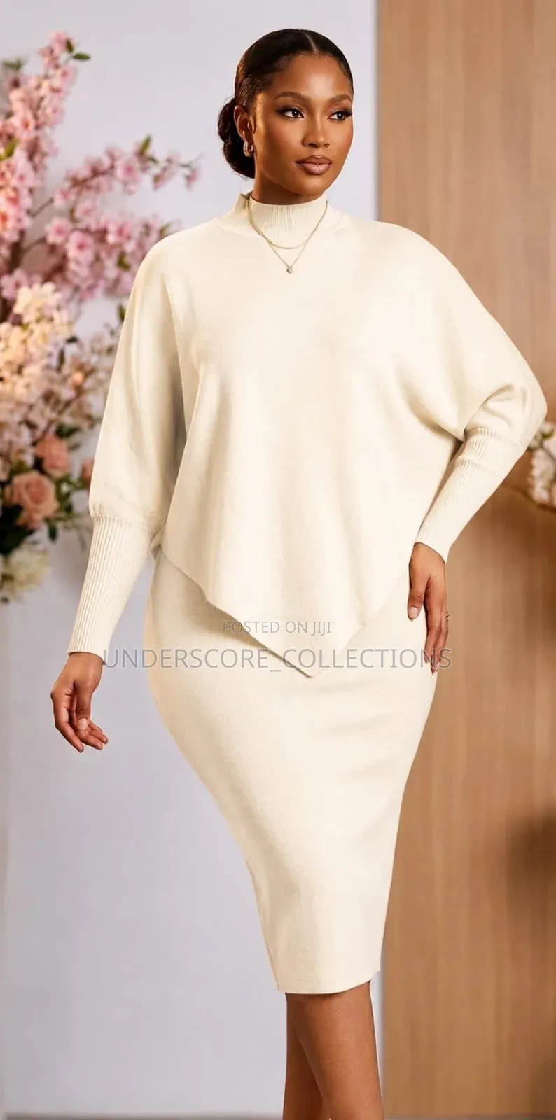 Plus Size Fitting Sweater Skirt Suit