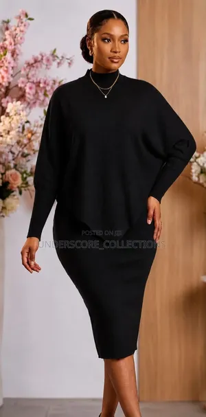 Plus Size Fitting Sweater Skirt Suit