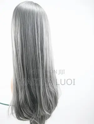 Silver Grey Bone Straight Lace Wig